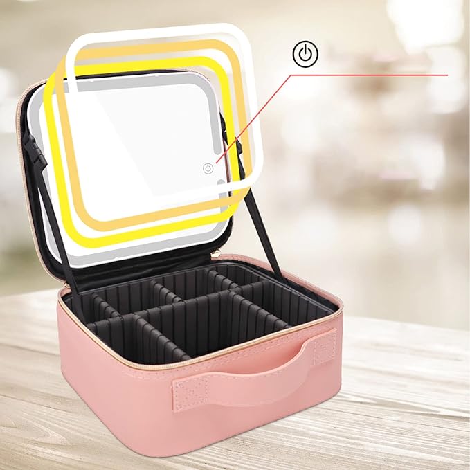 Organizador de maquillaje portátil con espejo LED